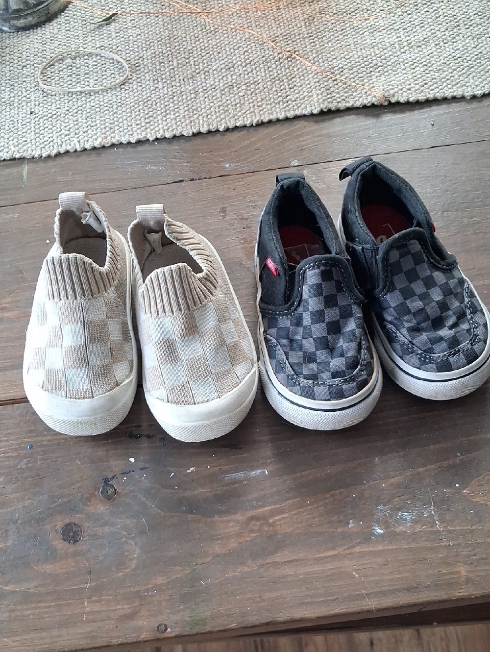 Vans Kids Checkerboard Slip-On Sneakers - Black & Beige